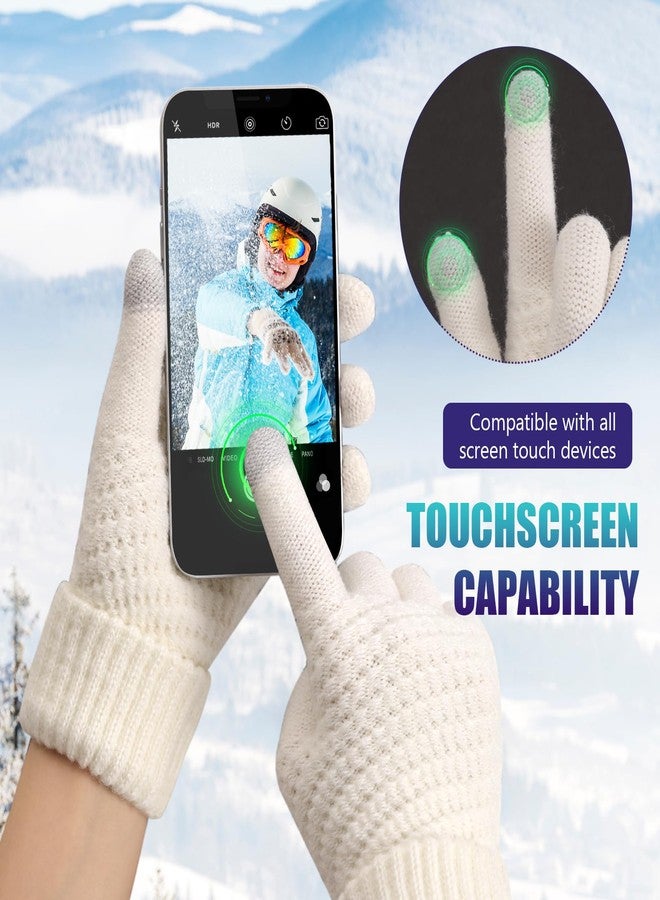 Premillow Womens Winter Gloves - 4 Pairs Touchscreen Winter Gloves for Women, Warm Glove with Elastic Cuff Knit Glove for Women Cold Weather, Black,Blue,Red,White - Image 2